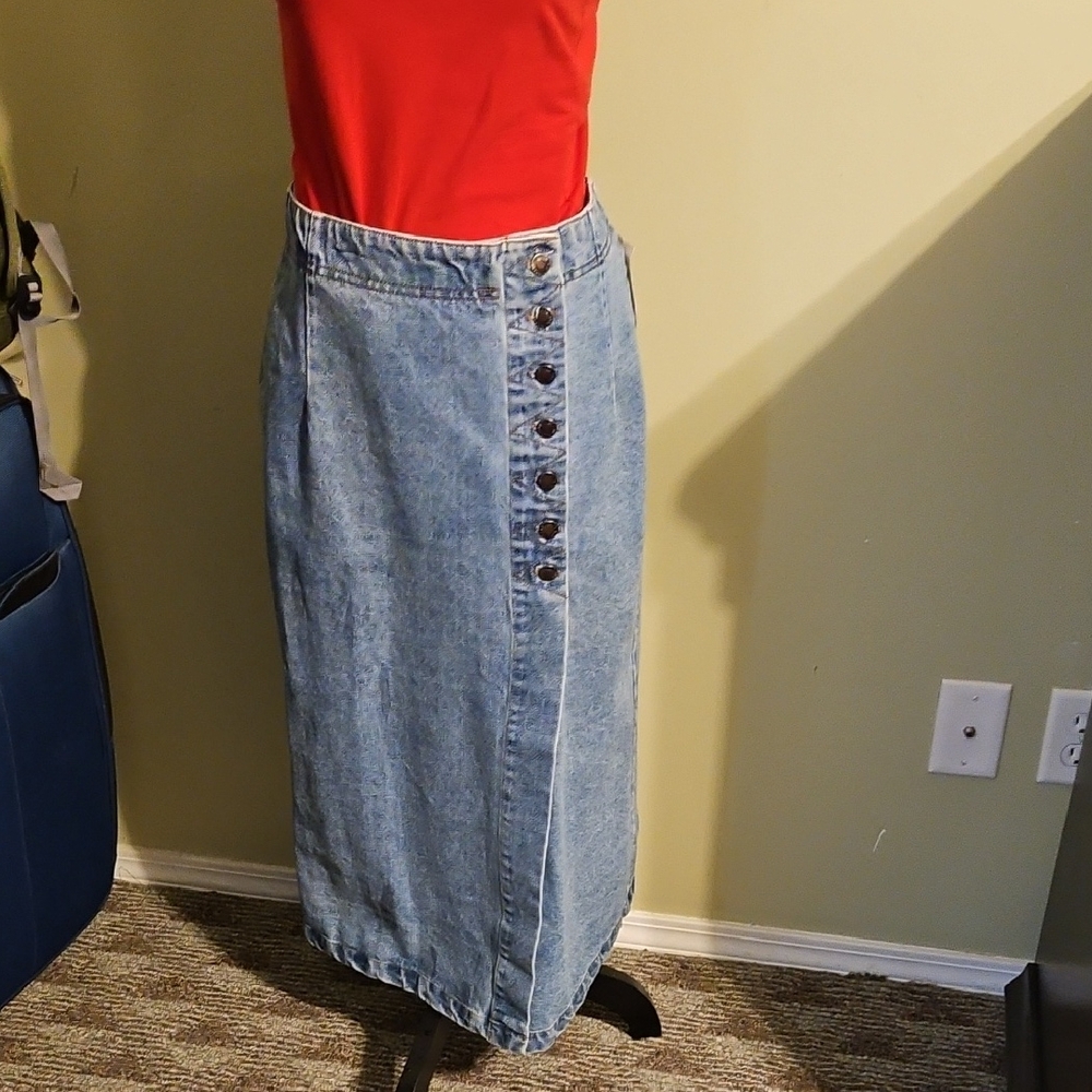 Classic Blue Denim Pencil Skirt